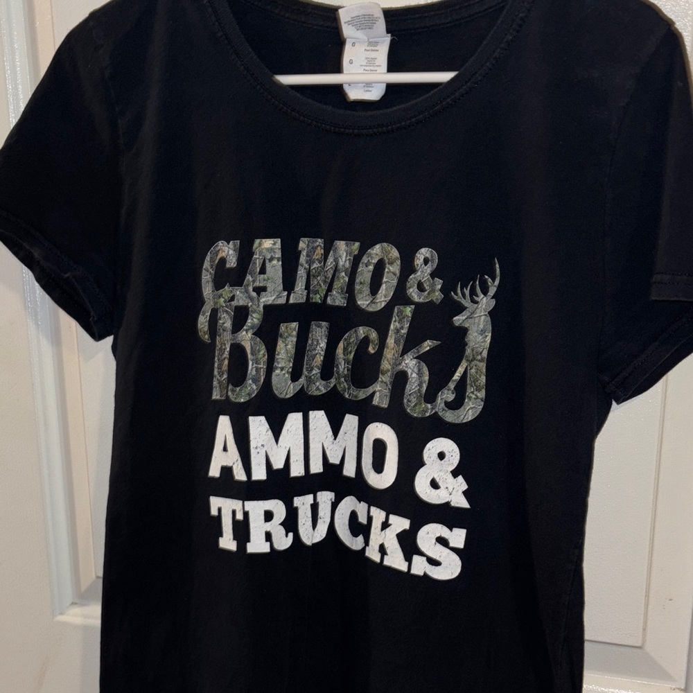 Fruit of the Loom Dark Gray Tee with Camo Graphic